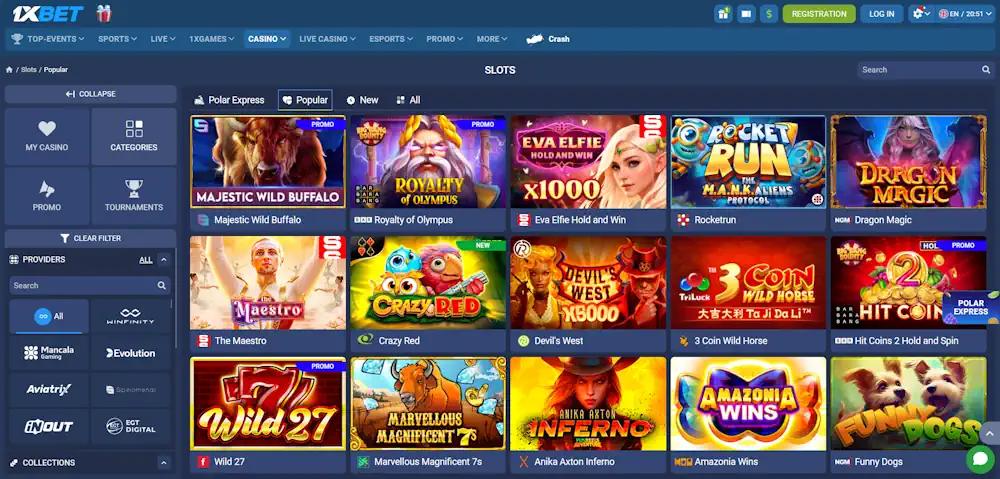 1xBet Slot Games Screenshot